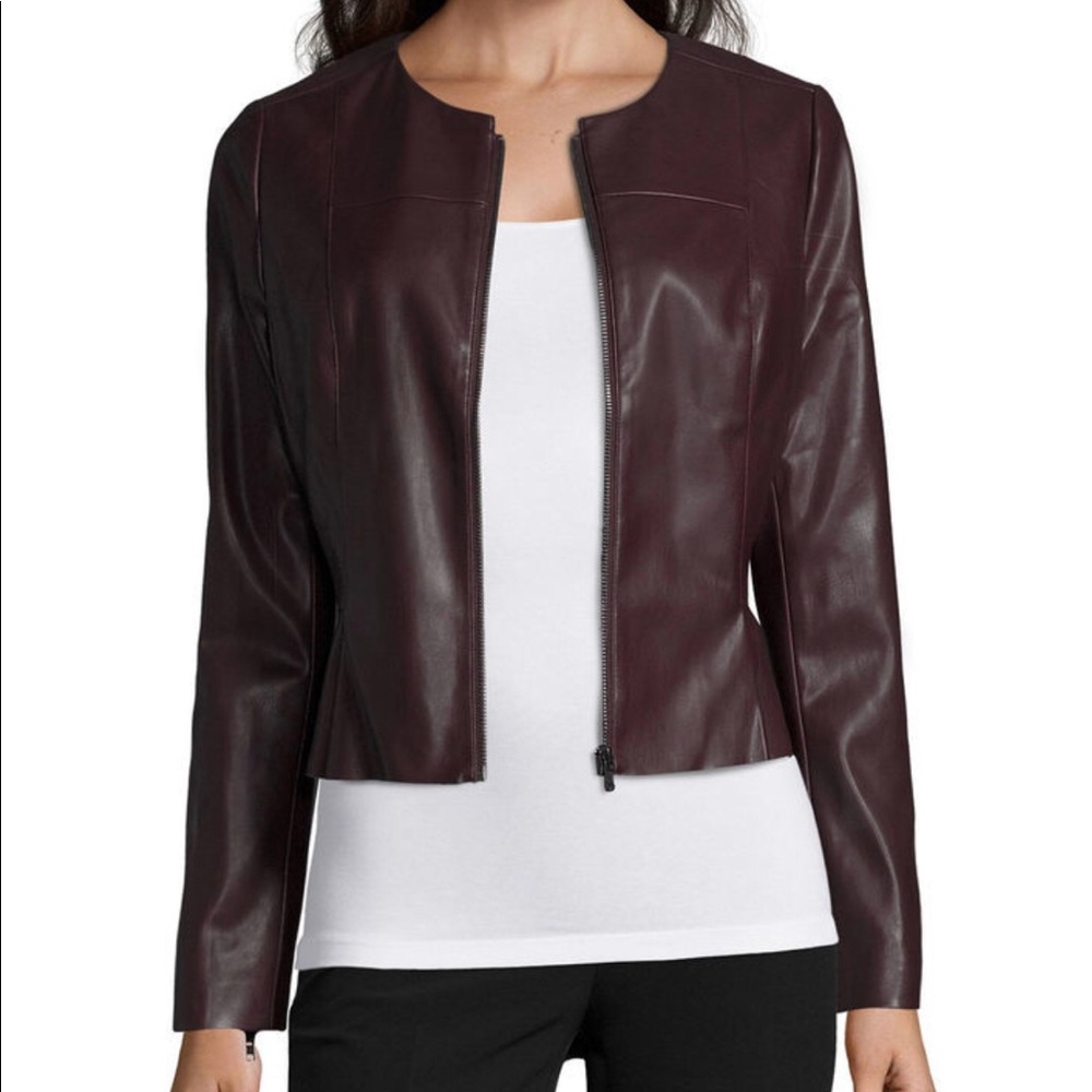 W Worthington faux leather peplum blazer